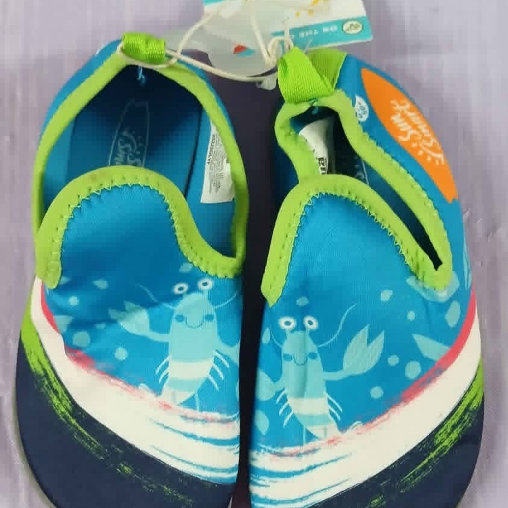 Kids Aqua Shoes with Crab Design - Blue and Green
